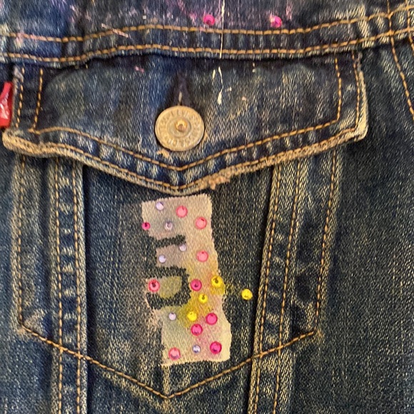 Salvatore Principe artist custom Swarovski crystal hand painted denim jacket M - Picture 6 of 10